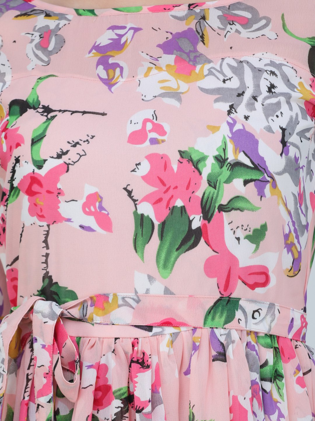 SCORPIUS Pink chiffon printed fullsleeve
