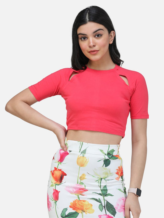 SCORPIUS CORAL FRONT CUTS CROP TOP