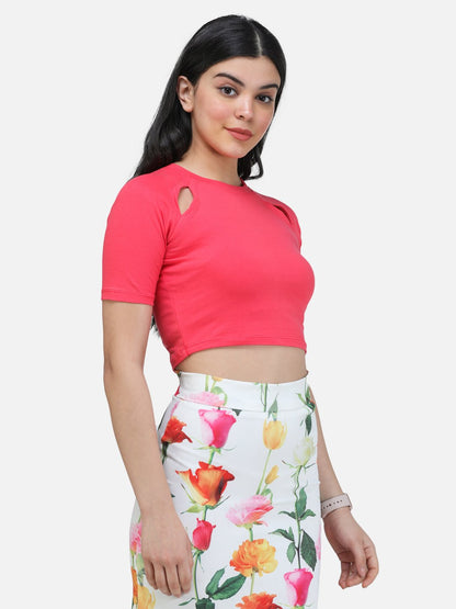 SCORPIUS CORAL FRONT CUTS CROP TOP