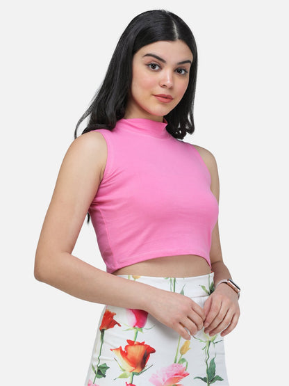 SCORPIUS PINK CUT SLEEVE CROP TOP