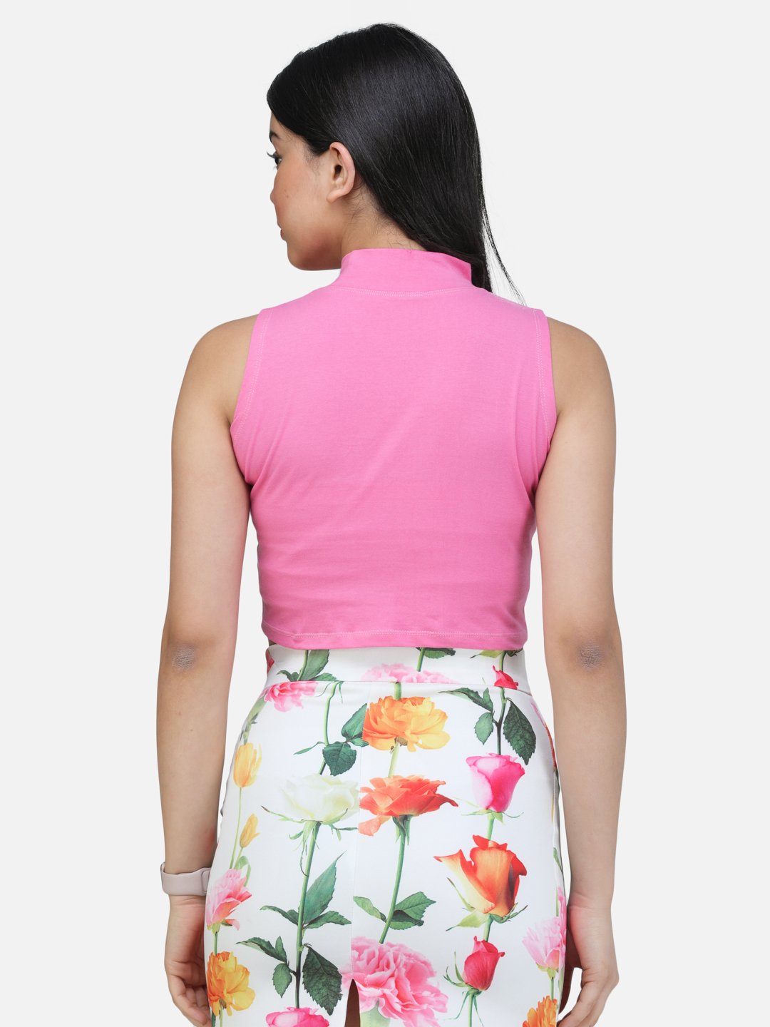 SCORPIUS PINK CUT SLEEVE CROP TOP