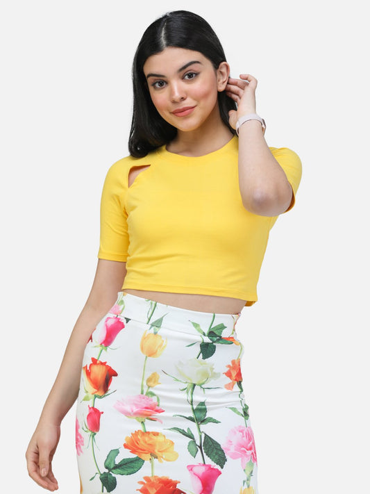 SCORPIUS CORAL FRONT CUTS CROP TOP