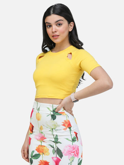 SCORPIUS CORAL FRONT CUTS CROP TOP