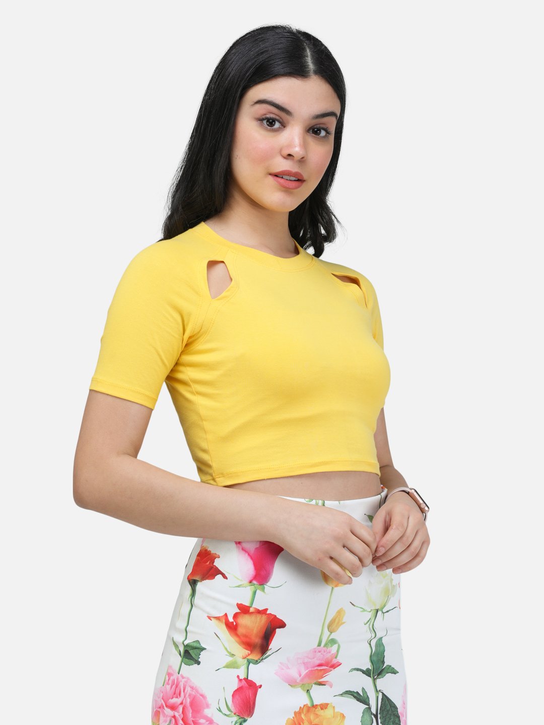 SCORPIUS CORAL FRONT CUTS CROP TOP