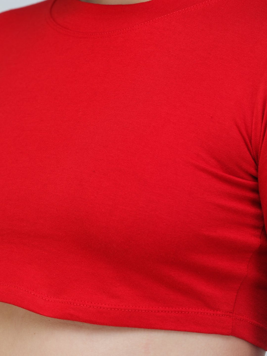 SCORPIUS RED FULL SLEEVE ROUND NECK CROP TOP