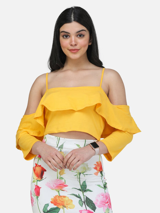 SCORPIUS YELLOW STRAPY CROP TOP