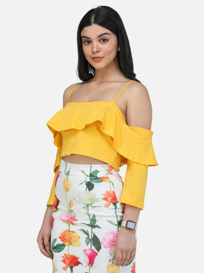 SCORPIUS YELLOW STRAPY CROP TOP