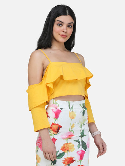 SCORPIUS YELLOW STRAPY CROP TOP