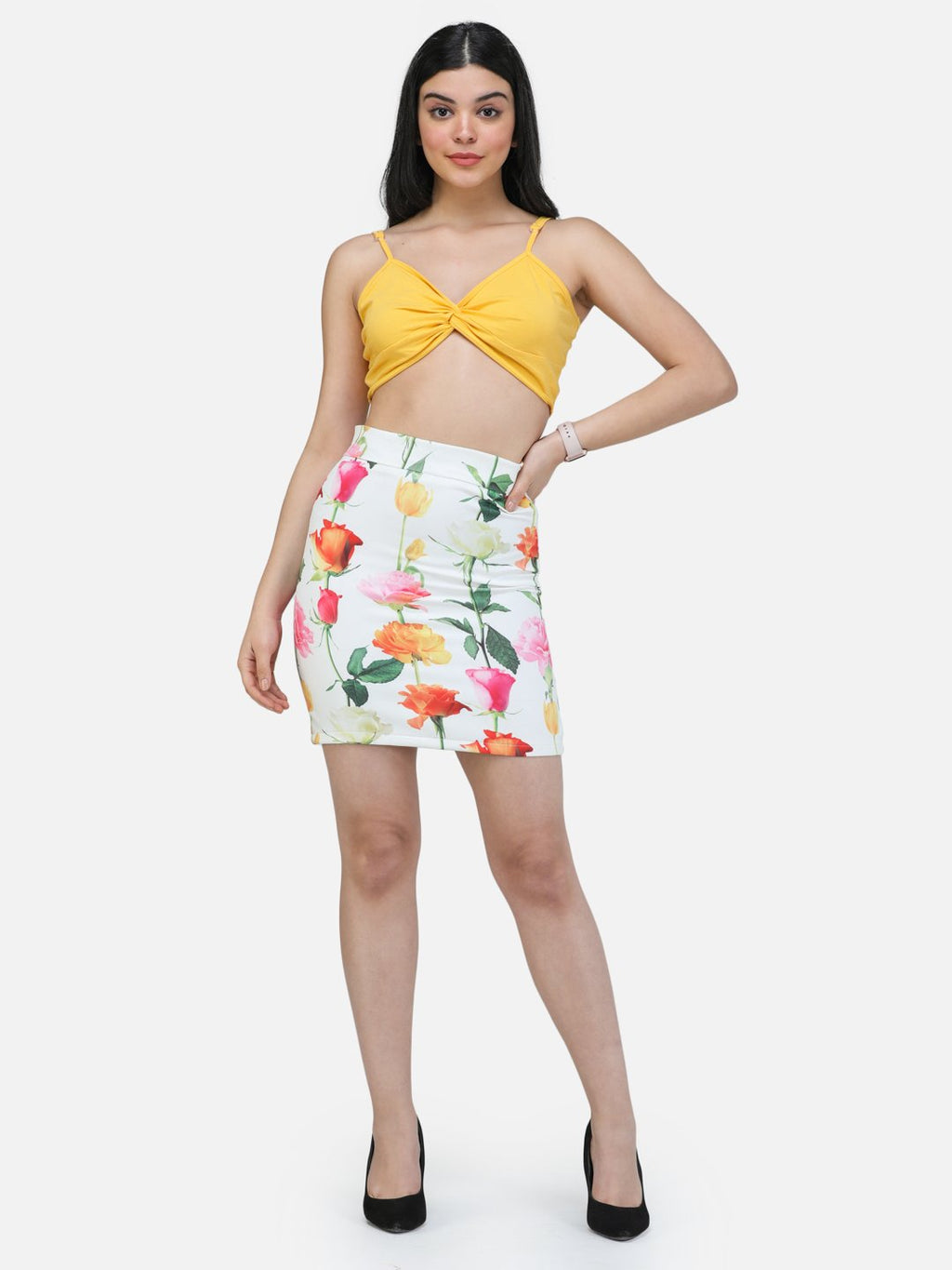 SCORPIUS YELLOW FRONT CROSS STRAP TOP