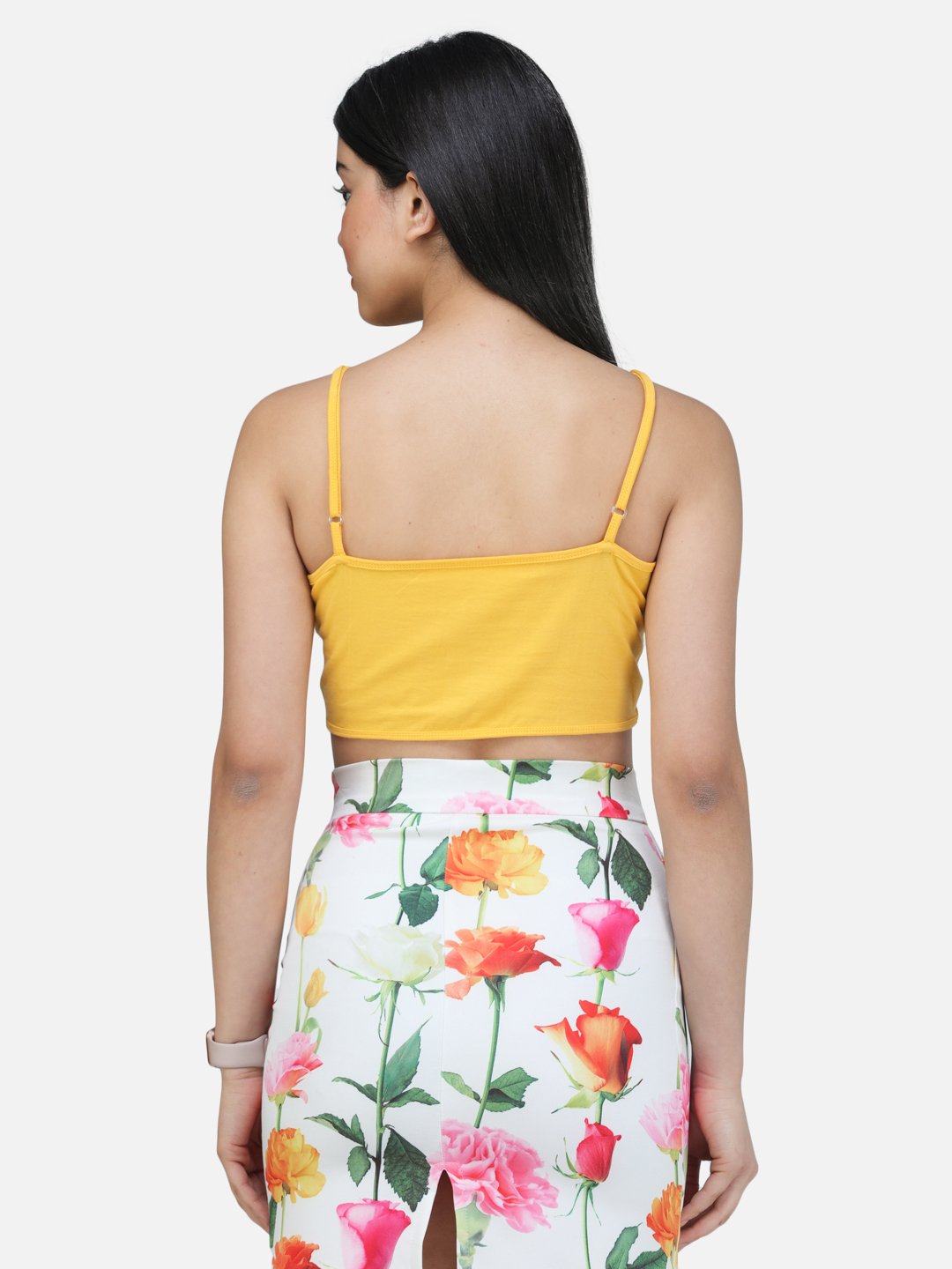 SCORPIUS YELLOW FRONT CROSS STRAP TOP