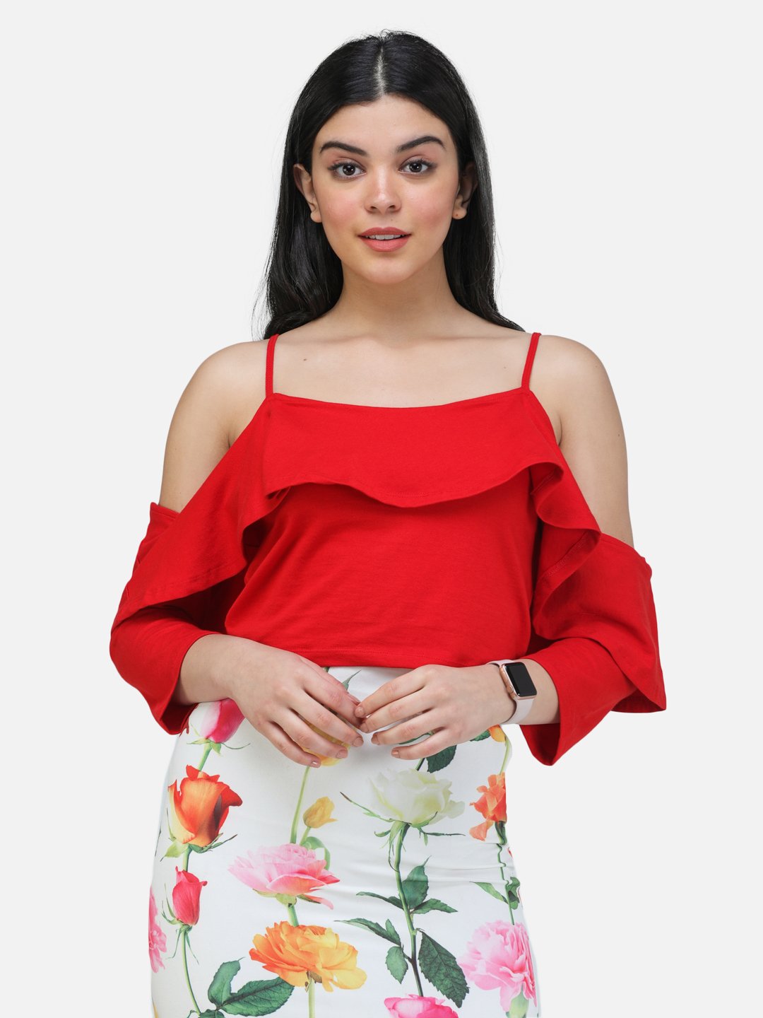 SCORPIUS RED STRAPY CROP TOP
