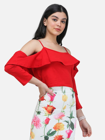 SCORPIUS RED STRAPY CROP TOP