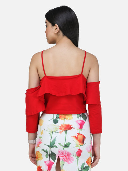 SCORPIUS RED STRAPY CROP TOP