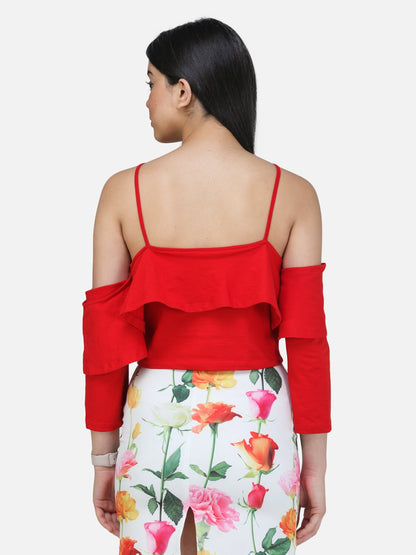 SCORPIUS RED STRAPY CROP TOP