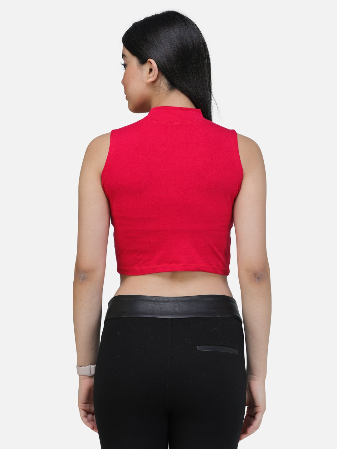SCORPIUS MAGENTA CUT SLEEVE CROP TOP