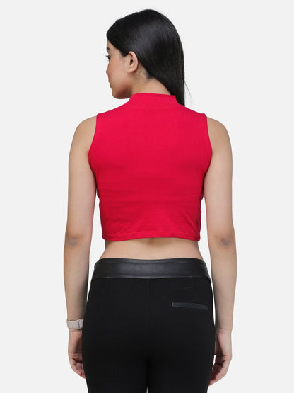 SCORPIUS MAGENTA CUT SLEEVE CROP TOP