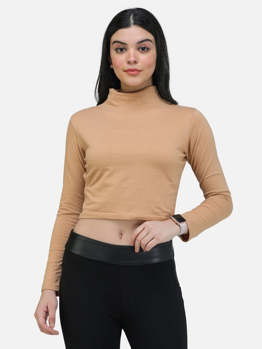 SCORPIUS GOLD FULL SLEEVE HIGH NECK CROP TOP