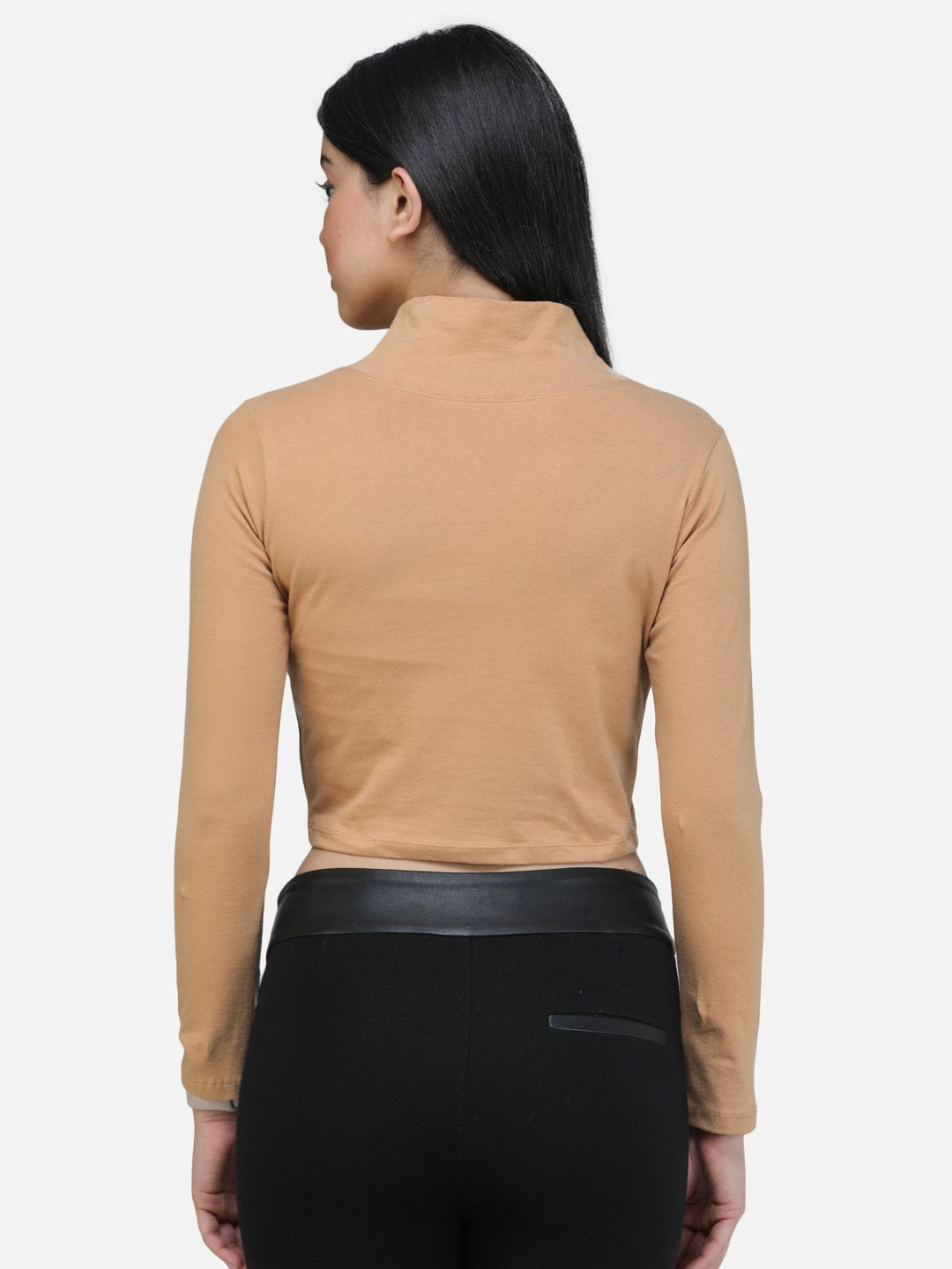 SCORPIUS GOLD FULL SLEEVE HIGH NECK CROP TOP