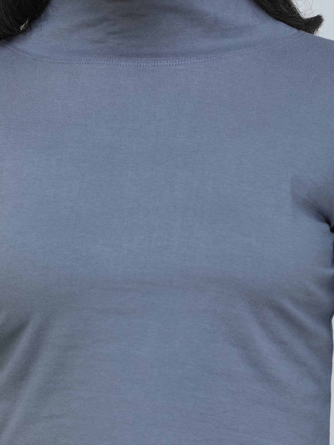 SCORPIUS GREY FULL SLEEVE HIGH NECK CROP TOP