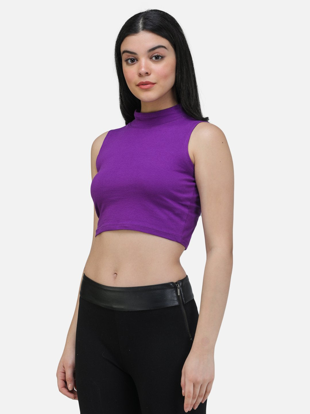 SCORPIUS PURPLE CUT SLEEVE CROP TOP