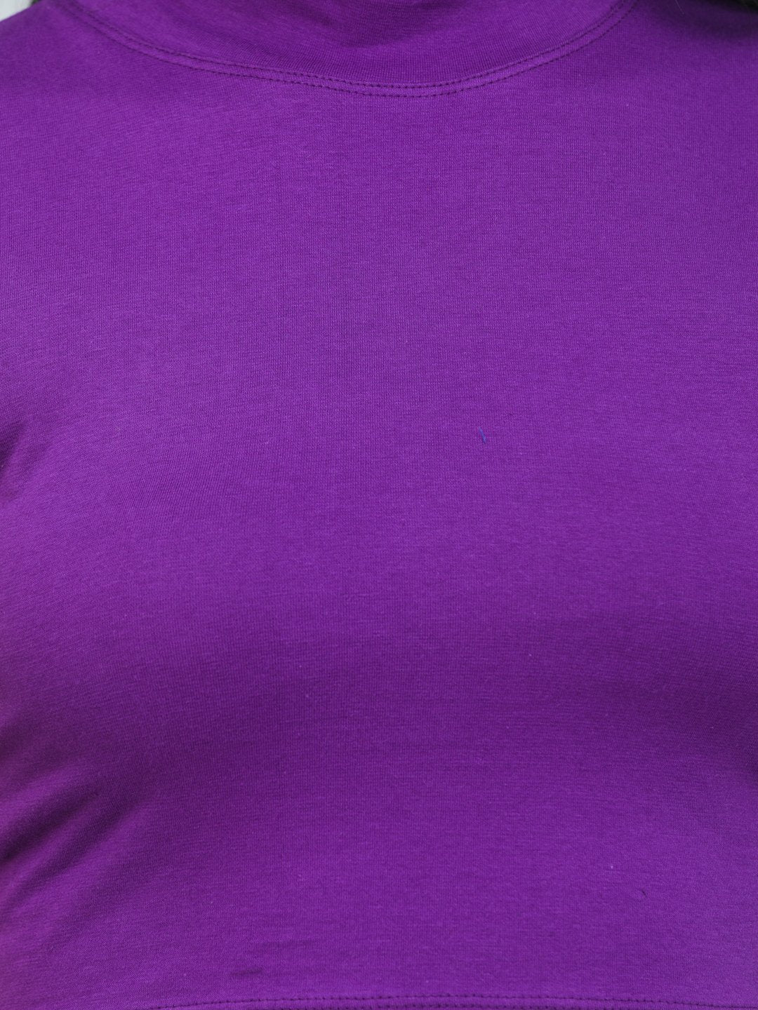 SCORPIUS PURPLE CUT SLEEVE CROP TOP