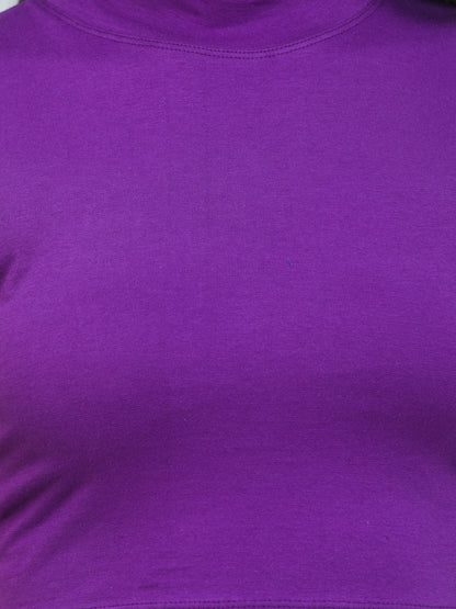 SCORPIUS PURPLE CUT SLEEVE CROP TOP