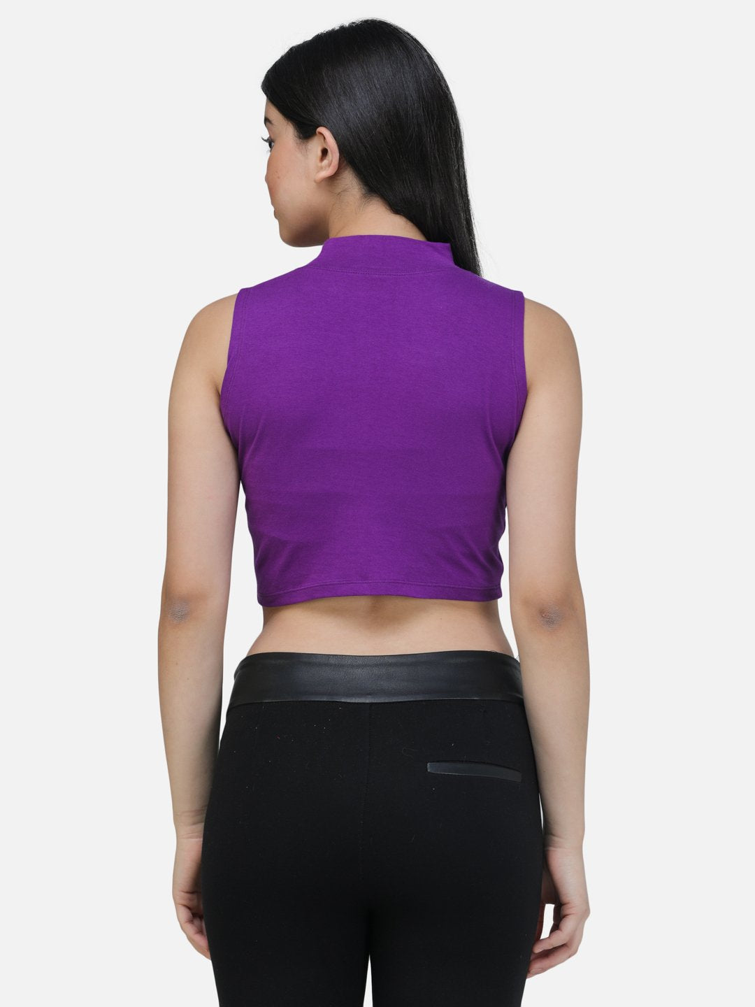 SCORPIUS PURPLE CUT SLEEVE CROP TOP