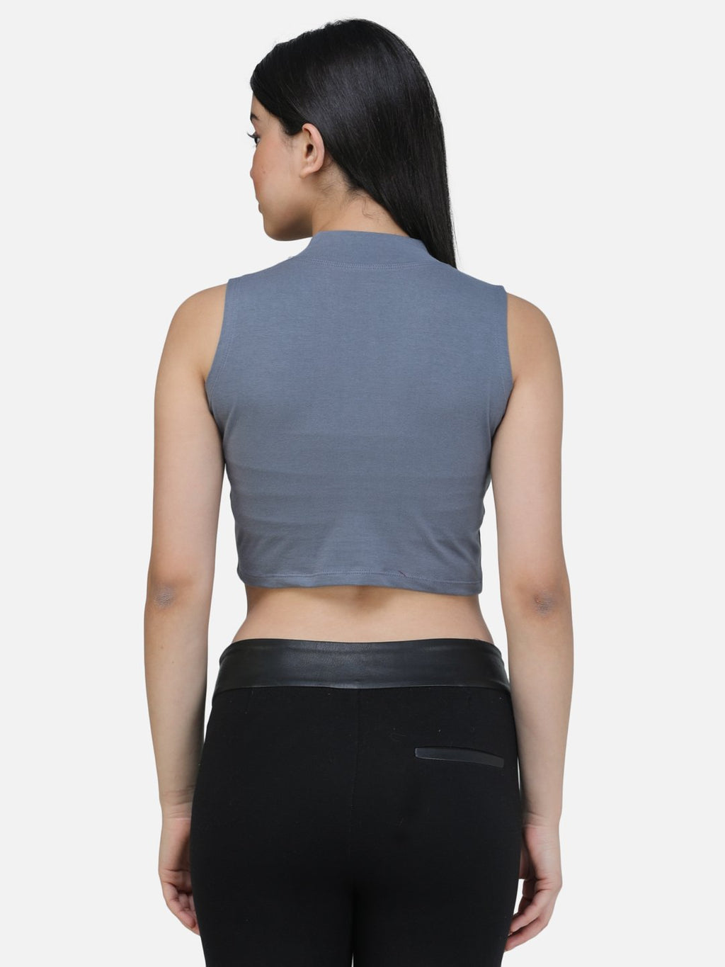 SCORPIUS GREY CUT SLEEVE CROP TOP
