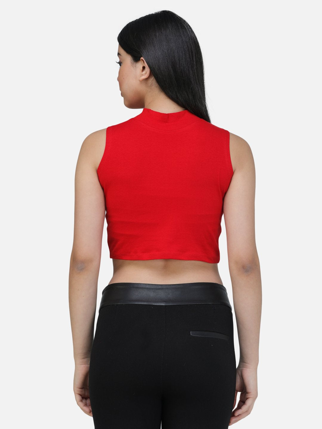 SCORPIUS RED CUT SLEEVE CROP TOP