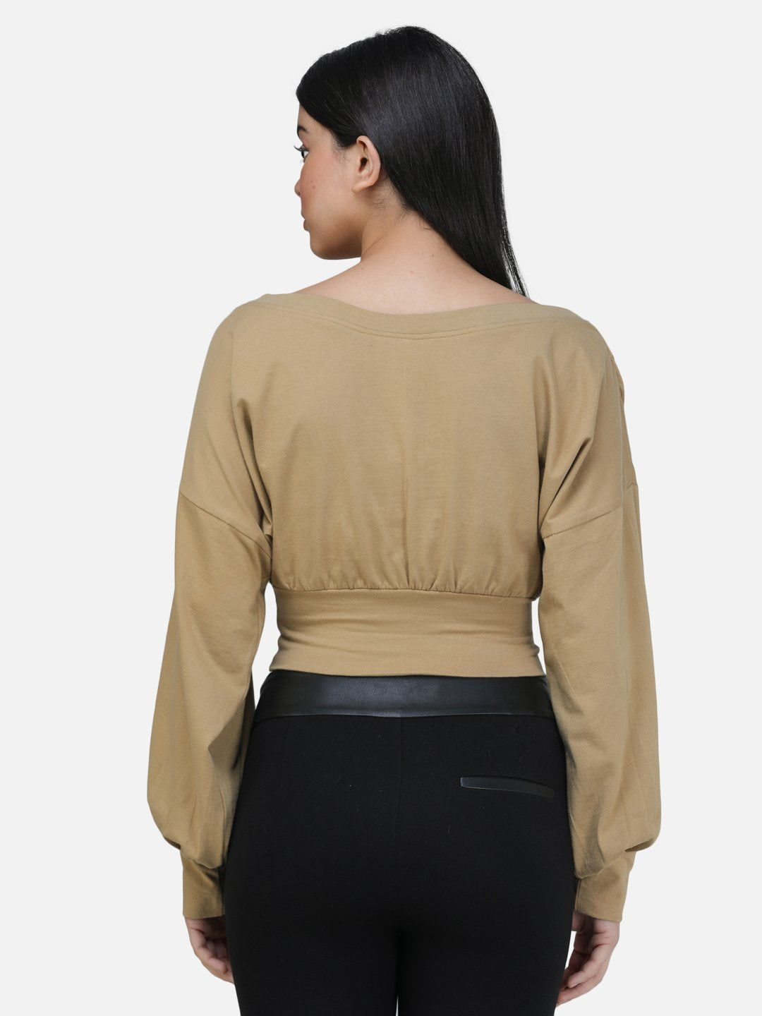 SCORPIUS GOLD BALOON SLEEVE CROP TOP