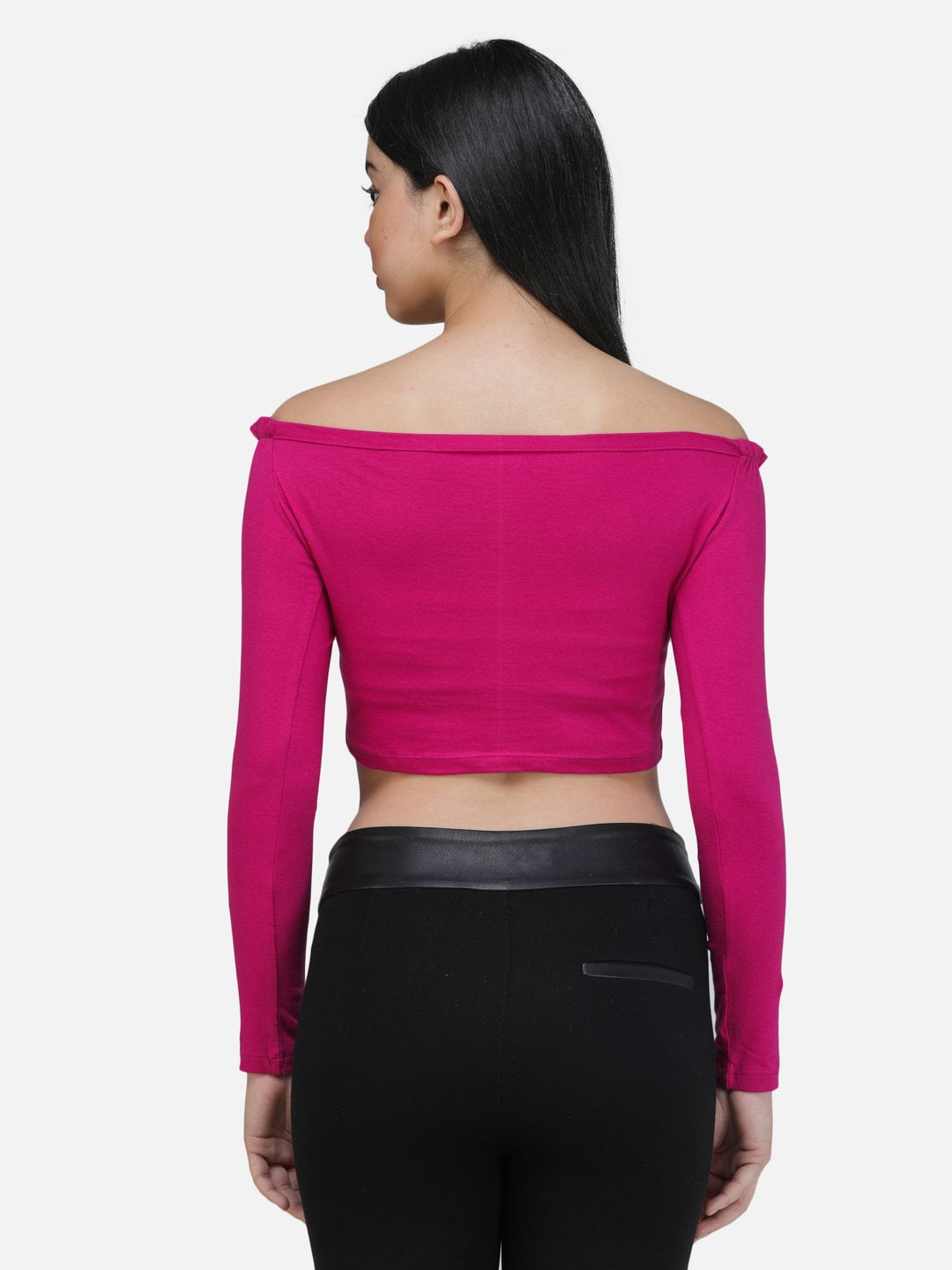 SCORPIUS PURPLE FRONT LASTIC FULL SLEEVE CROP TOP