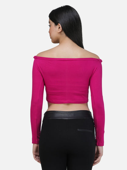 SCORPIUS PURPLE FRONT LASTIC FULL SLEEVE CROP TOP