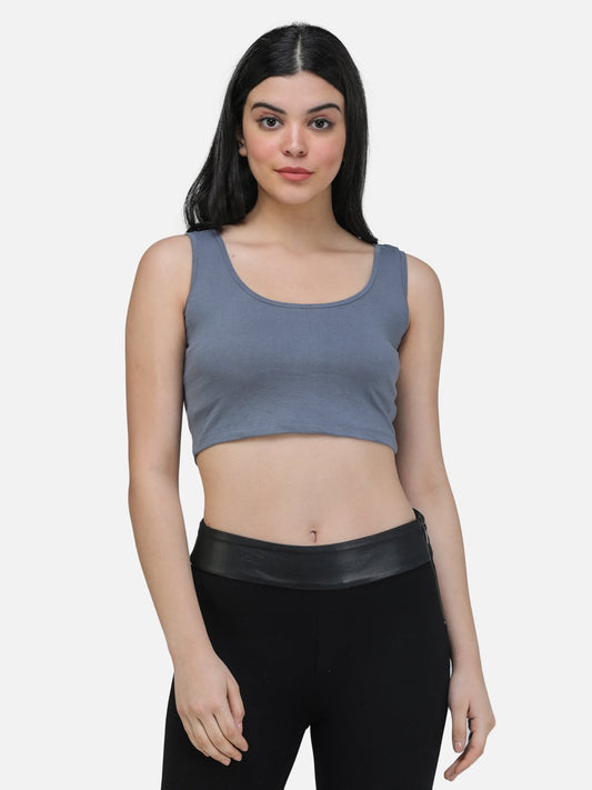 SCORPIUS GREY CUTSLEEVE CROP TOP