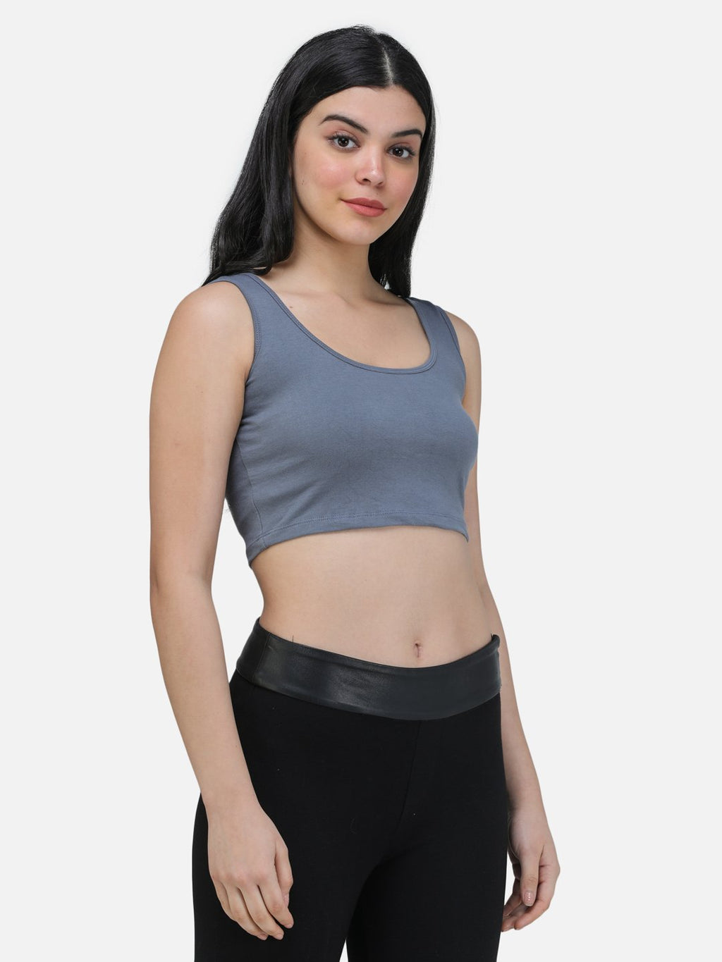 SCORPIUS GREY CUTSLEEVE CROP TOP