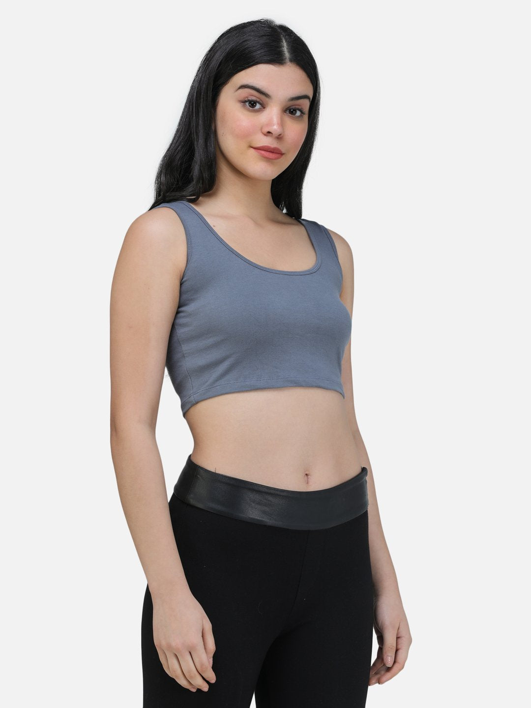 SCORPIUS GREY CUTSLEEVE CROP TOP