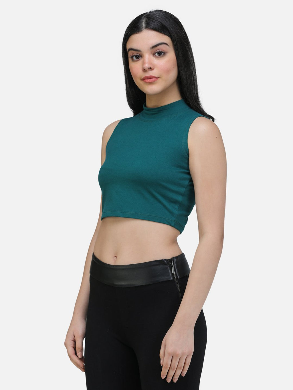 SCORPIUS GREEN CUT SLEEVE CROP TOP