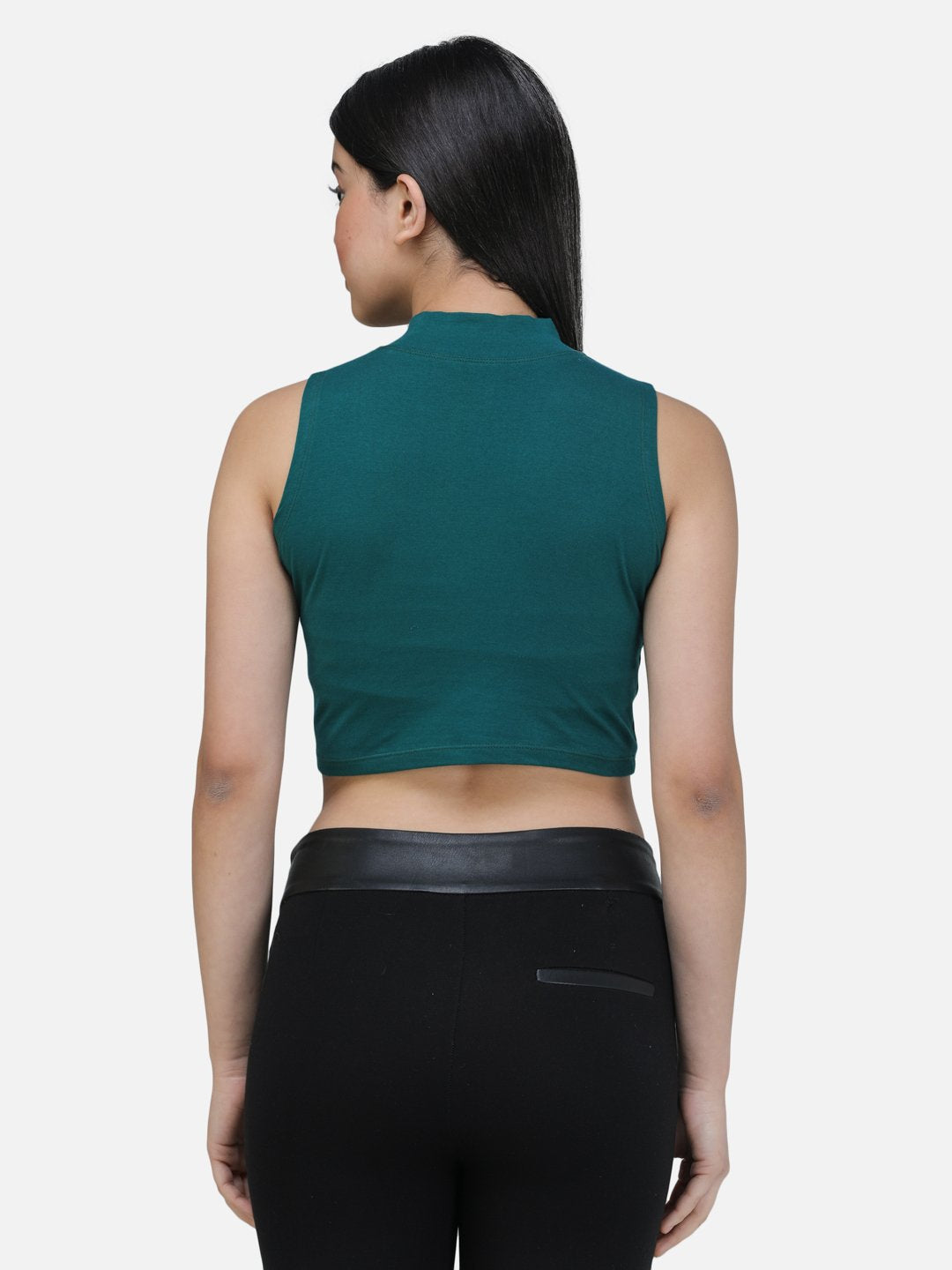 SCORPIUS GREEN CUT SLEEVE CROP TOP