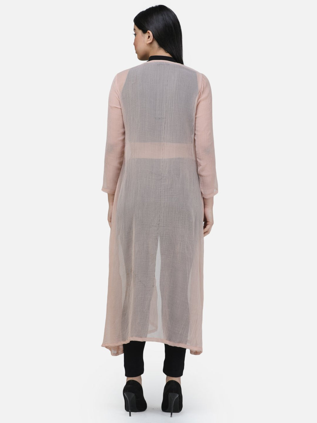 SCORPIUS CHIFFON  BEIGE SOLID LONG SHRUG
