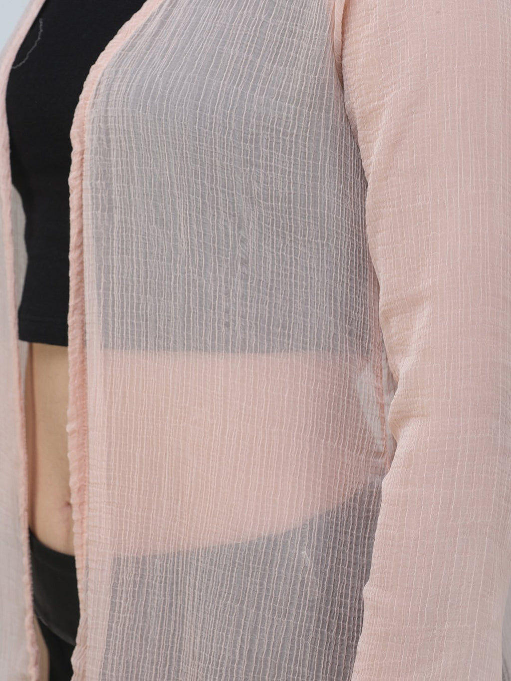 SCORPIUS CHIFFON  BEIGE SOLID LONG SHRUG
