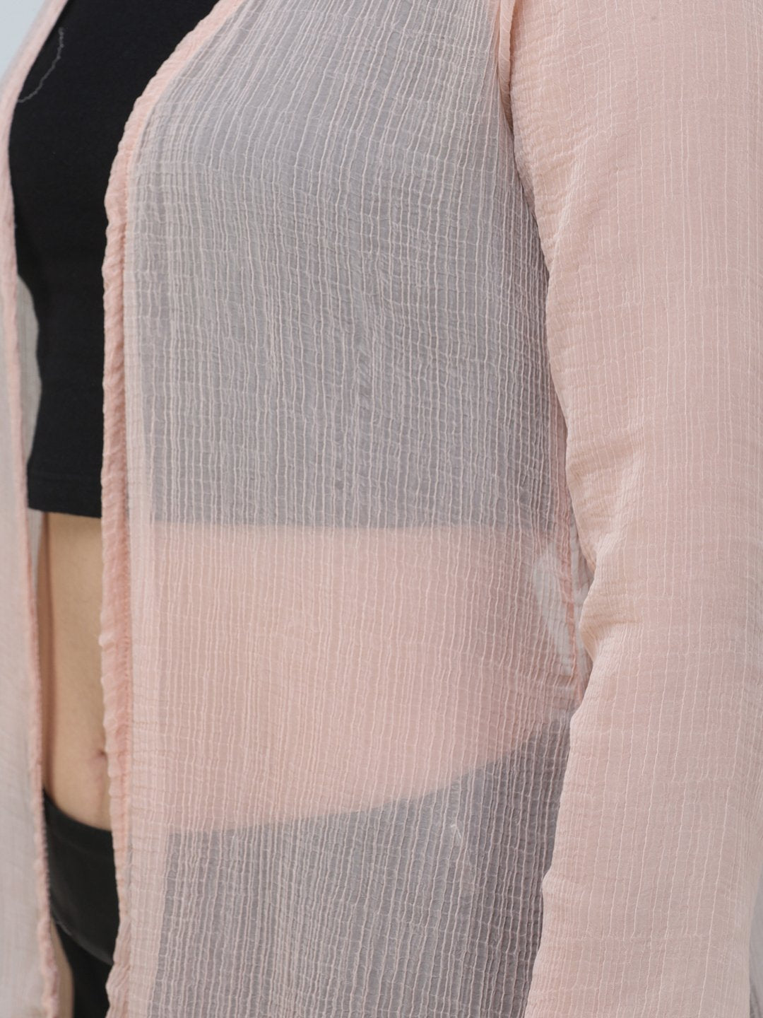 SCORPIUS CHIFFON  BEIGE SOLID LONG SHRUG