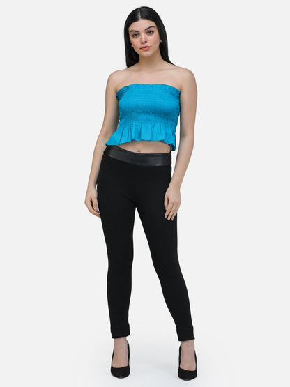 SCORPIUS GREEN SOLID OFFSHOULDER TOP WITH SMOKING