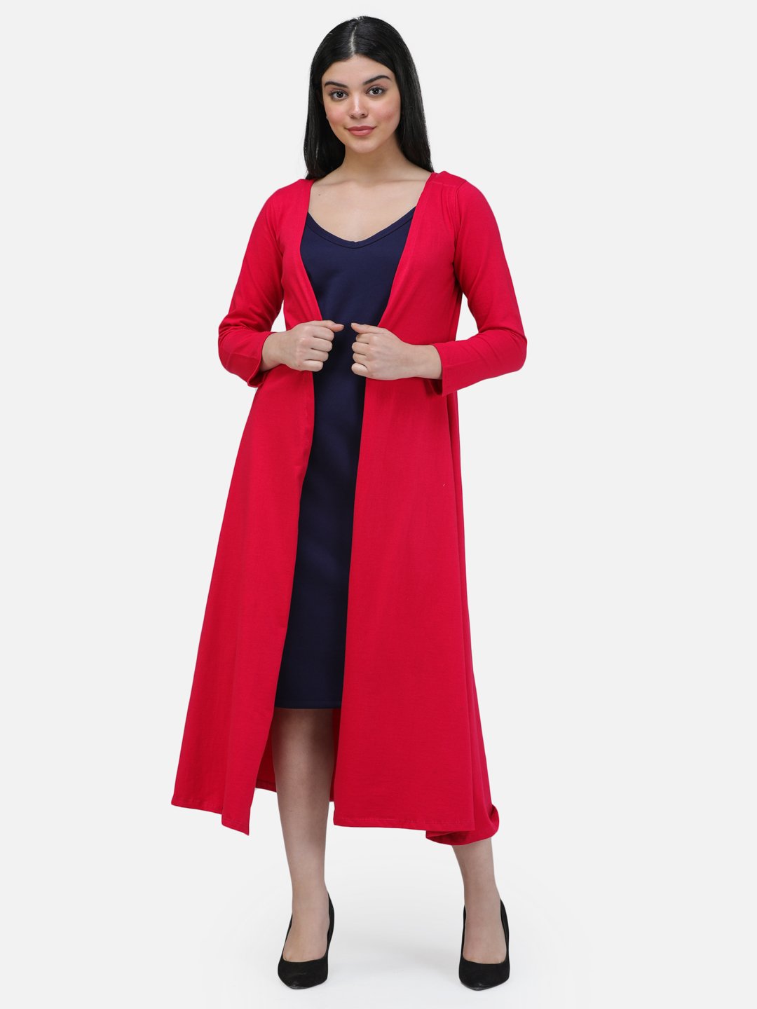 SCORPIUS MAGENTA SOLID LONG SHRUG