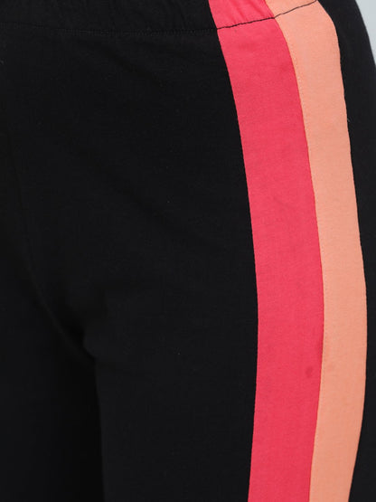SCORPIUS BLACK TRACK PANT WITH TWO COLORED STRIPES
