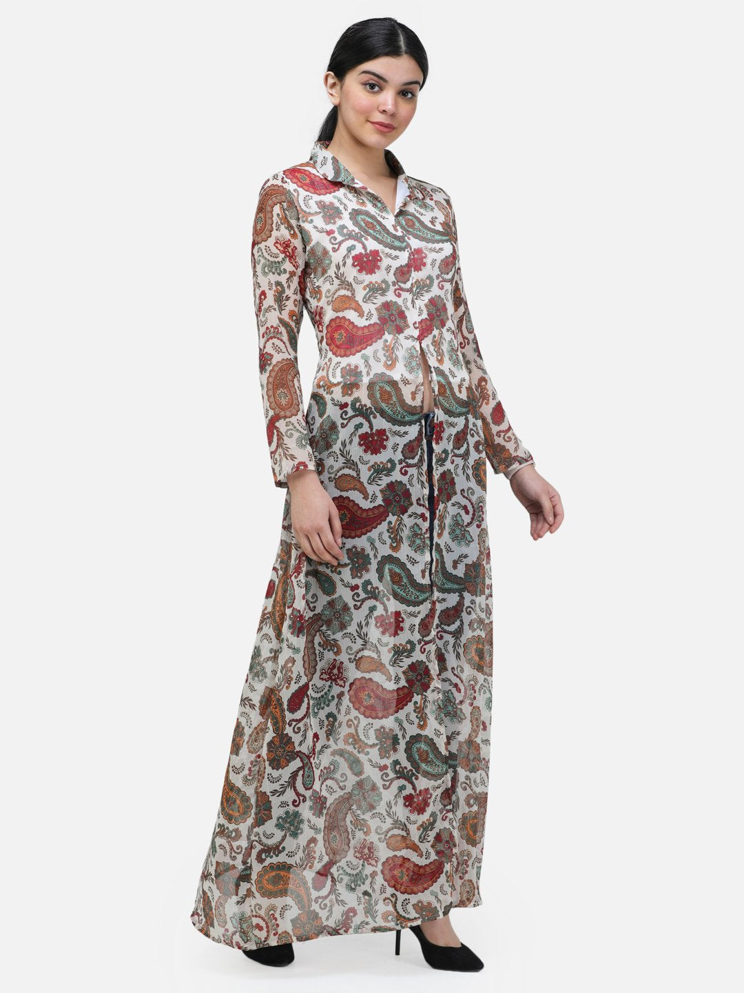 SCORPIUS MULTICOLOR COLLARED LONG TOP
