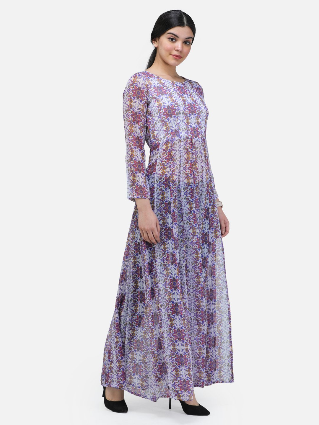 SCORPIUS PRINTED MULTICOLOR SIDE SLIT LONG TOP