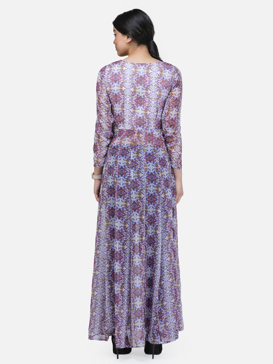 SCORPIUS PRINTED MULTICOLOR SIDE SLIT LONG TOP