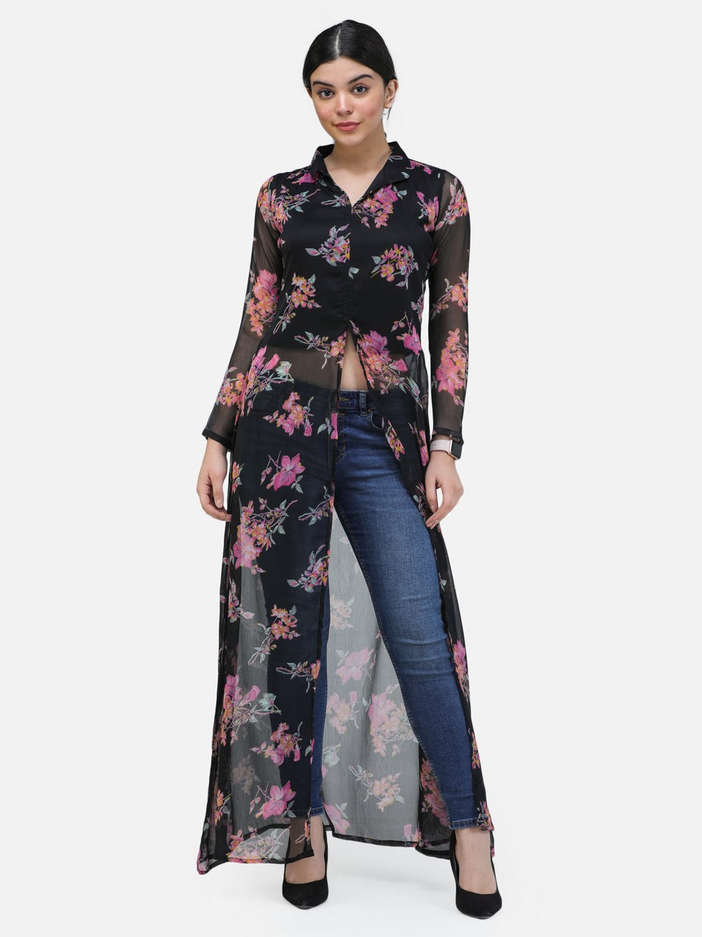 SCORPIUS BLACK COLLARED LONG TOP