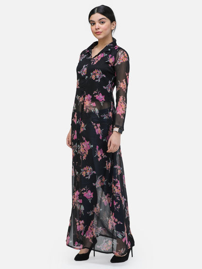 SCORPIUS BLACK COLLARED LONG TOP
