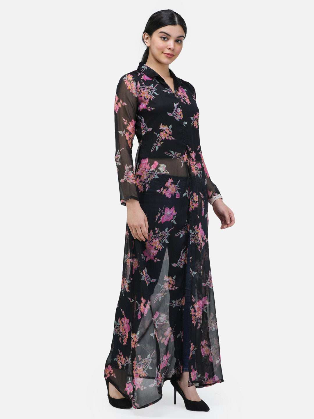 SCORPIUS BLACK COLLARED LONG TOP