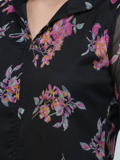 SCORPIUS BLACK COLLARED LONG TOP